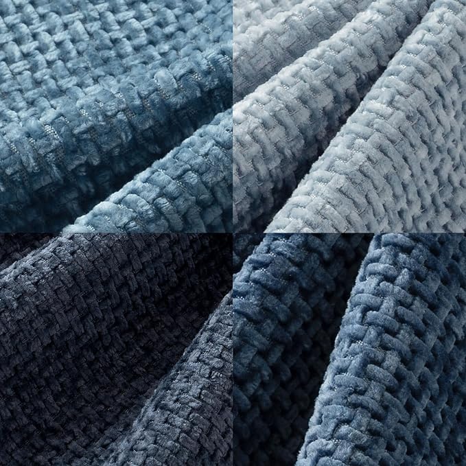 MIULEE Pack of 4 Couch Throw Pillow Covers 12x20 Inch Neutral Blue Soft Decorative Chenille Pillow Covers Farmhouse Accent Cushion Covers for Boho Western Spring Coastal Decor Sofa Bed Living Room - Image 2