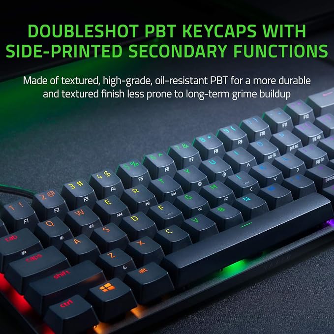 Razer Huntsman Mini 60% Gaming Keyboard, Linear Optical Switches, Black | Aluminum Top Frame, Chroma RGB Lighting, PBT Keycaps, Onboard Memory, Snap Tap - Image 3