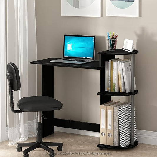Furinno Compact 29-Inch Computer Desk, Gaming Desk with Shelves, Office Desk with Book Shelf, for Home Office, Study Room, Dorm, Bedroom, Black by Furinno-FitsYourSpaceFitsYourBudget