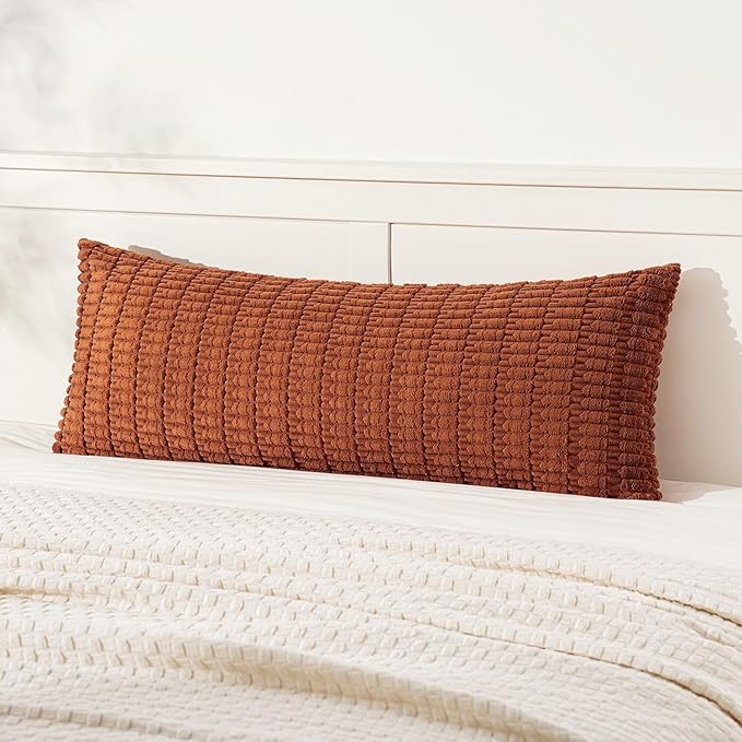 MIULEE Fall Pack of 1 Fall Dark Rust Long Body Lumbar Decorative Throw Pillow Cover 14x36 Inch for Bed Couch Sofa Living Room Soft Boho Pillow Cover Modern Farmhouse Home Decor by MIULEE