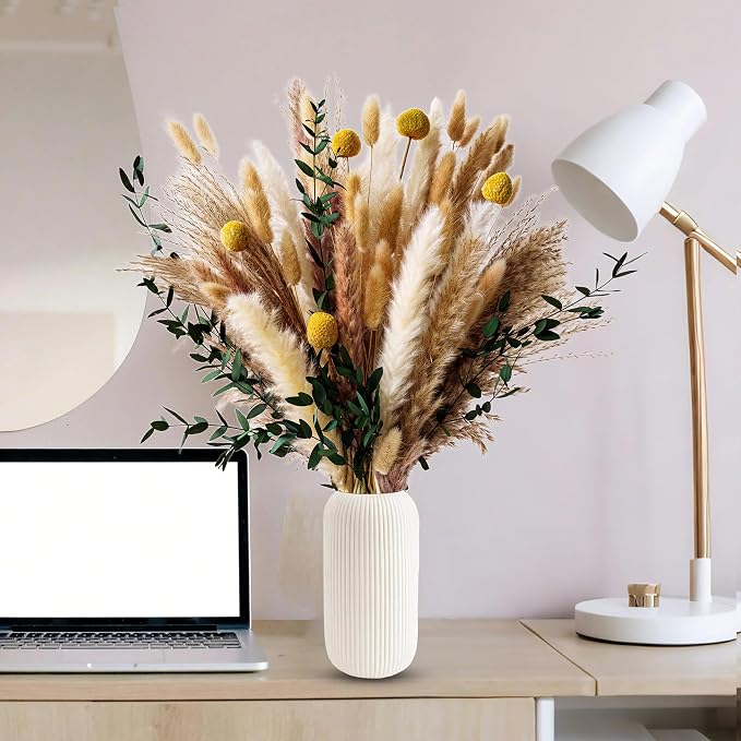 Boho Dried Flowers Bouquet – Olive Green Wall Decor, Pampas Grass Bouquet, Rustic Flower Arrangement, Moody Office & Bedroom Decor, DIY Home Vase Filler, Farmhouse Floral, Boho Wedding Bouquet - Image 5