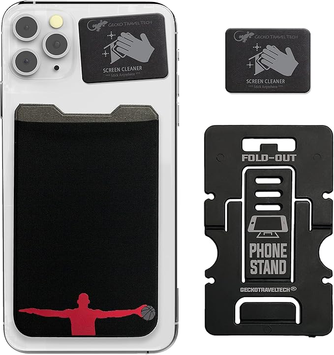 Phone Wallet - Adhesive Card Holder - Cell Phone Pouch - Stick on Lycra Pocket by Gecko - Carry Credit Cards and Cash by GeckoTravelTech