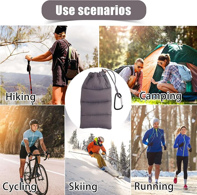 Lyreh Thermal Phone Pouch, Down Cotton Warm Phone Case Cover Bags Prevents Freezing & Overheating Protector Cellphone Pouch with Carabiner Ideal for Outdoor Camping Hiking Skiing (Grey) - Image 7