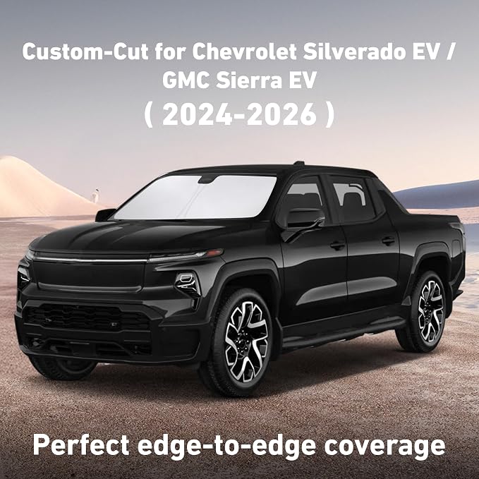 EcoNour Windshield Sunshade Compatible for Chevrolet Silverado EV/GMC Sierra EV 2024 2025 2026, Sun Visor for Front Windshield & Window Sun Shade Cover, UV Heat Blocker & Protector, Car Accessories - Image 2