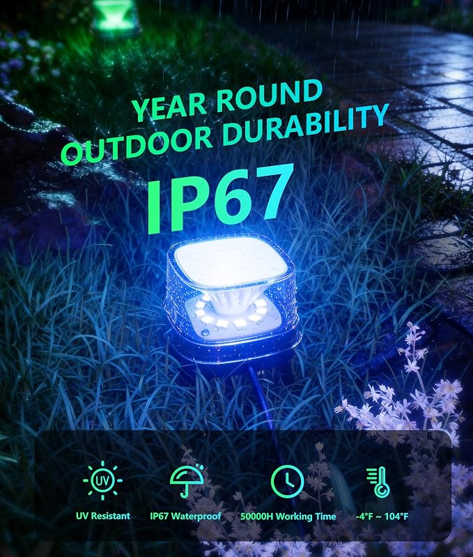 DeckTok 50ft Smart RGBCW LED Outdoor Ground Lights IP67 Waterproof 15 Pack | 100LM Pathway Lights Work with Alexa Google Assistant, Landscape Lighting for Path Yard Lawn Patio Pool Fence & Party Decor - Image 7