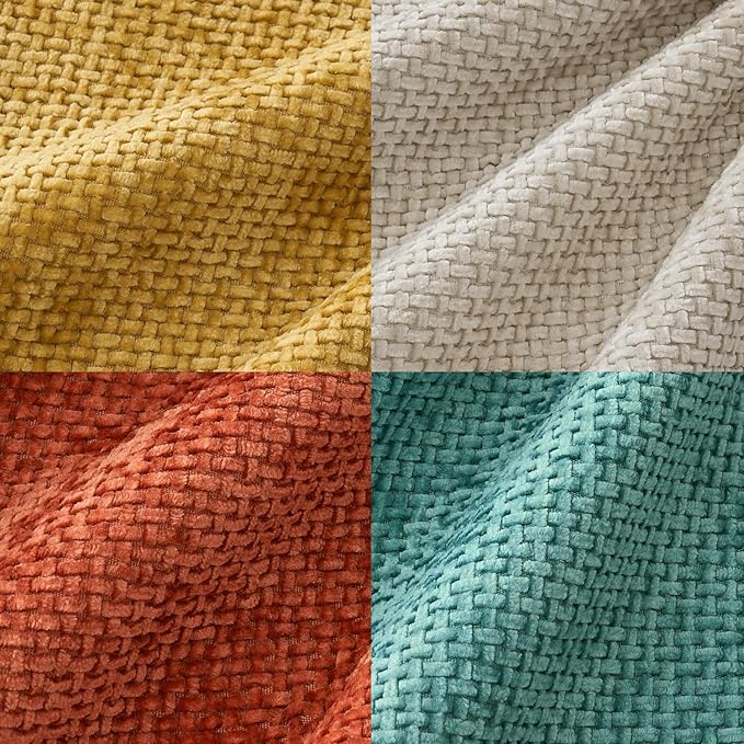 MIULEE Pack of 4 Couch Throw Pillow Covers 18x18 Inch Neutral Orange/Teal Soft Decorative Chenille Pillow Covers Farmhouse Accent Cushion Covers for Boho Fall Home Decor Sofa Bedroom Living Room - Image 2