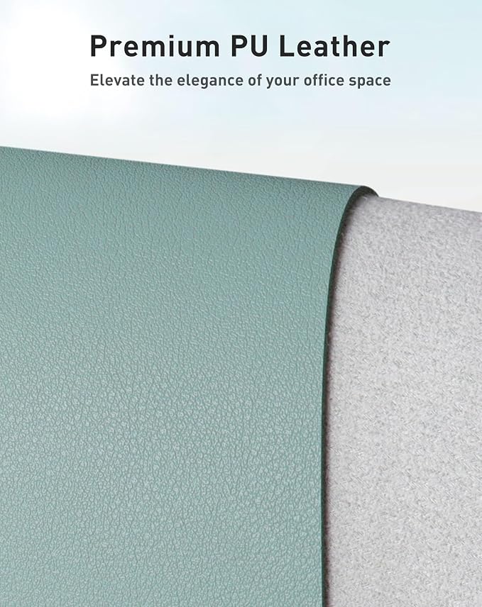 Aothia Faux Leather Desk Mat - Large Mouse Pad, Non-Slip PU Leather Blotter, Waterproof Writing Surface for Office and Home (Light Blue, 40" x 24") - Image 2