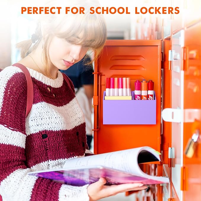 BEYGORM Magnetic Dry Erase Marker Holder for Whiteboard & Refrigerator | Non-slip Acrylic Pen Holder for Classroom, Fridge Magnet, Locker Organizer Accessories, Teacher & School Supplies(Purple) - Image 5