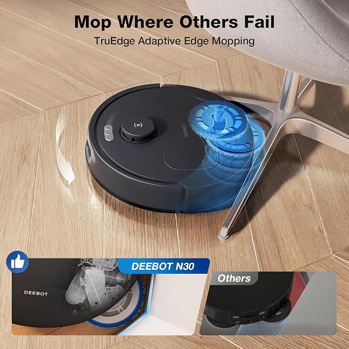 ECOVACS DEEBOT N30 Omni Care Robot Vacuum and Mop, 10000Pa Suction, TruEdge Adaptive Edge Mopping, ZeroTangle 2.0 Technology, Hot Air-Drying, Self-Emptying, Auto-Lift Mopping, Obstacle Avoidance - Image 2
