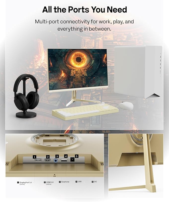 Pixio PX249 Wave Champagne Gold 24 inch 240Hz Refresh Rate FHD 1080p Resolution Fast IPS Panel 1ms GTG Response Time Built-in Speakers Gaming Monitor with Adaptive Sync - Image 5