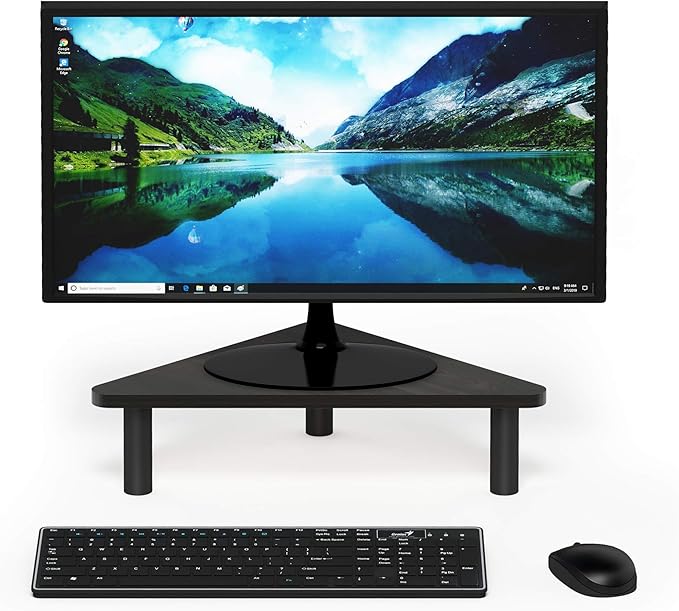 Furinno Turn-N-Tube Monitor Stand Riser, 19.6" Wide Triangle Corner Monitor Riser, Laptop Stand for Desk, Office Desk Accessories, Desktop Organizers and Accessories, Toolless Assembly, Espresso - Image 3