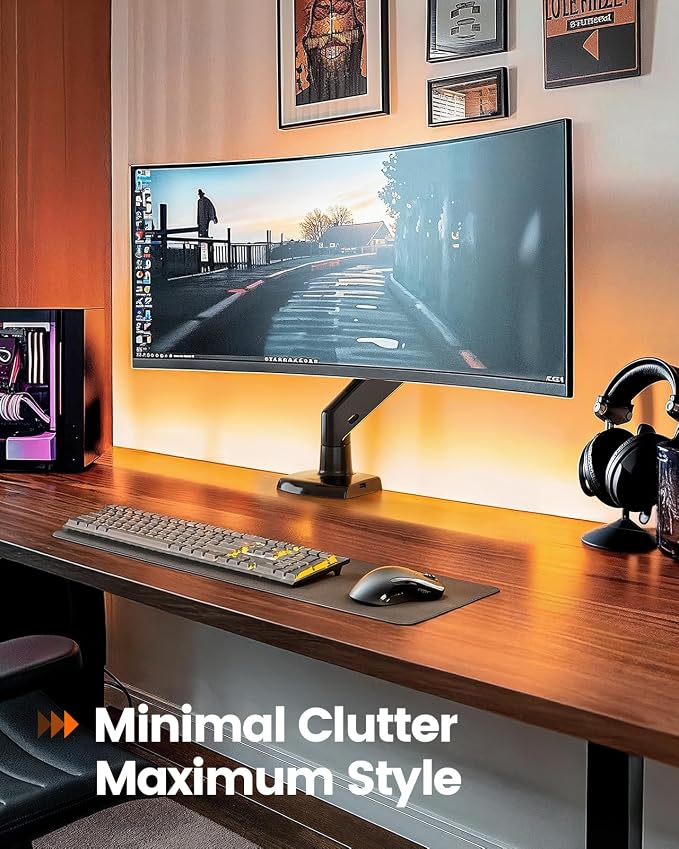 ErGear 17 to 49 inches Single Monitor Mount for Ultrawide Screens,Holds 26.5lbs,Heavy Duty Single Monitor Arm,Single Monitor Stand with Swivel,Tilt,Rotation for Home and Office,VESA 75/100mm - Image 7