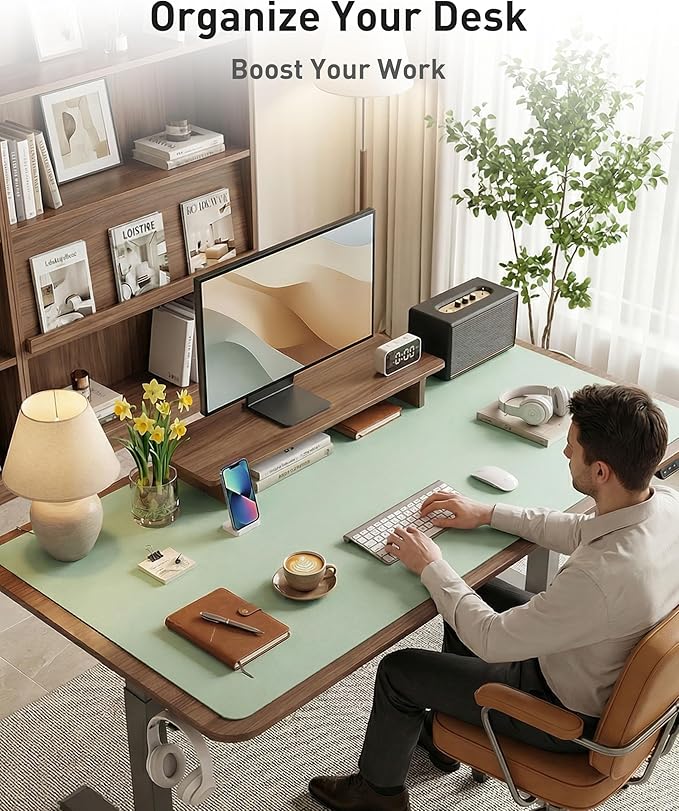 Aothia Faux Leather Desk Mat - Large Mouse Pad, Non-Slip PU Leather Blotter, Waterproof Writing Surface for Office and Home (Aqua, 40" x 24") - Image 3