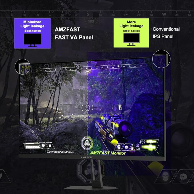 Amzfast 24.5 Inch 280Hz/240Hz FHD 1080p Gaming Monitor, 1ms Adaptive Sync, 3000:1, 126% sRGB, 93% DCI-P3, TÜV Rheinland Eye Care, HDMI 2.0 x 2 & DP 1.4 x 2, AMZG25X1 Pro - Image 3