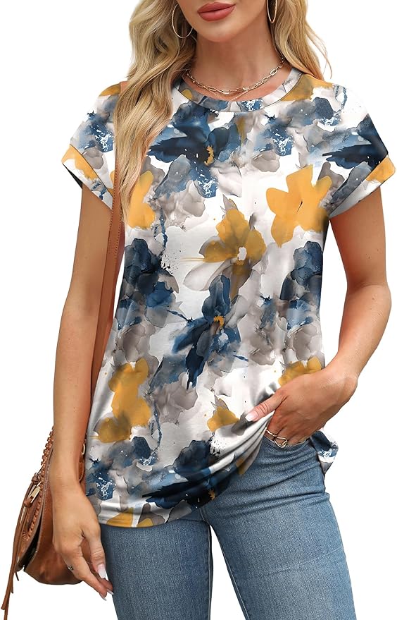 Alaroo Womens Summer Tops Short Sleeve Shirts Crew Neck Tshirt Cute Trendy Tunic Blouses (S-3XL) - Image 2