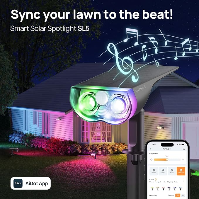 Linkind Smart Solar Lights Outdoor SL5 with Motion Sensor,2 Pack, IP65 - Image 5