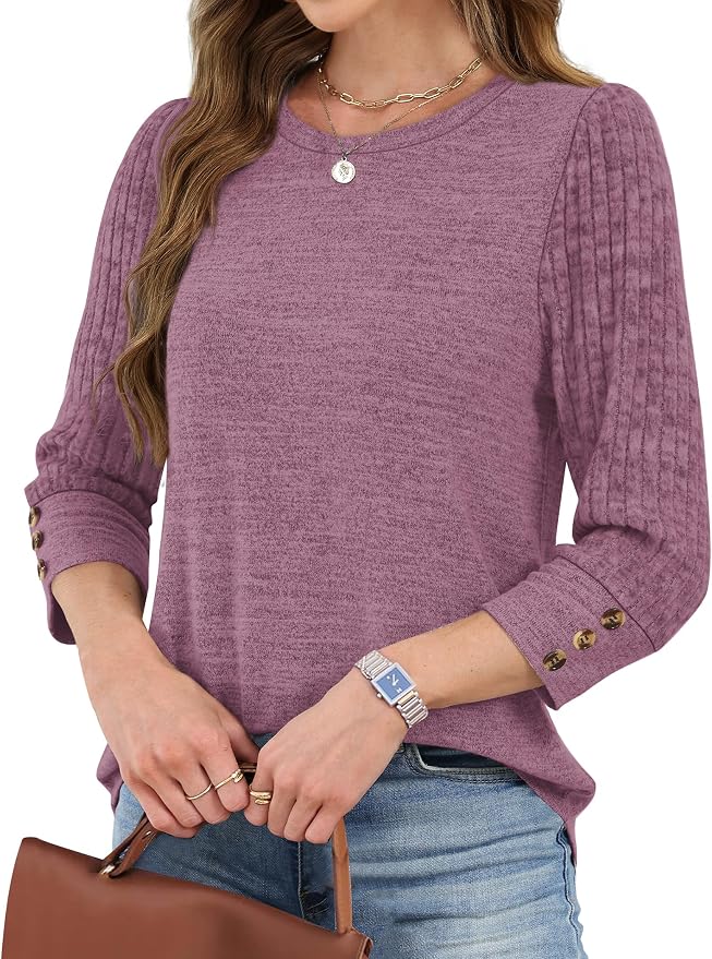 WIHOLL 3/4 Length Sleeve Womens Tops Sweaters Shirts Lightweight Spring Outfits 2026 Winter Clothing S-2XL - Image 3