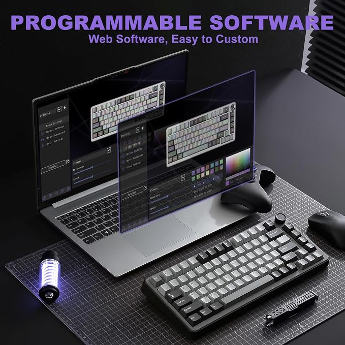 YUNZII B75 PRO 75% Wireless Mechanical Keyboard (Dark Grey,Cocoa V2) | Hot Swap Keyboard with Knob, Gasket Mount, Creamy Pre-lubed Switch for Smooth Typing, BT/USB-C/2.4G, for Gaming - Image 6