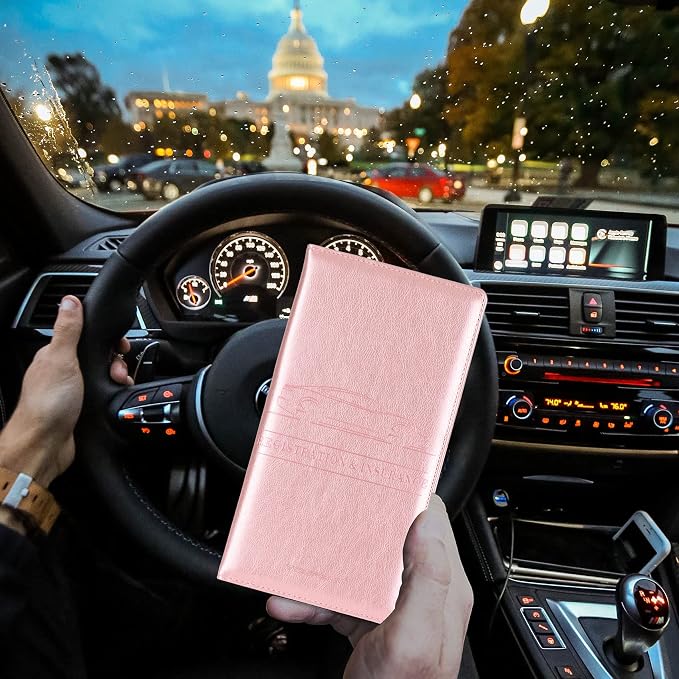 TOURSUIT Car Registration & Insurance Card Holder, Rose Gold | Vehicle License Document Organizer, Glove Box Compartment, Interior Car Accessories, For Women Men - Image 6