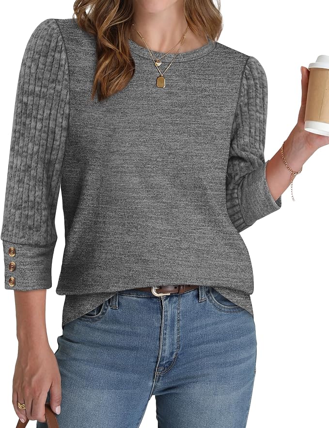 WIHOLL 3/4 Length Sleeve Womens Tops Sweaters Shirts Lightweight Spring Outfits 2026 Winter Clothing S-2XL - Image 2