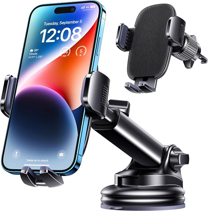 Qifutan Dash Mounted Phone Holders for Your Car Dash Phone Mount for Car Dashboard Air Vent Multi-Mount 3 in 1 Vehicle Windshield Holder Compatible Multi-Device Clip Desk Mount by Qifutan