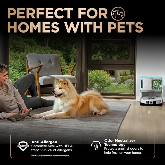 Shark PowerDetect | 2-in-1 Robot Vacuum & Mop for Carpets & Hard Floors | Powerful Suction & Mopping for Pet Hair | Self-Empty & Self-Clean NeverTouch Pro Base | 60-Day Capacity | White | AV2800ZE - Image 5