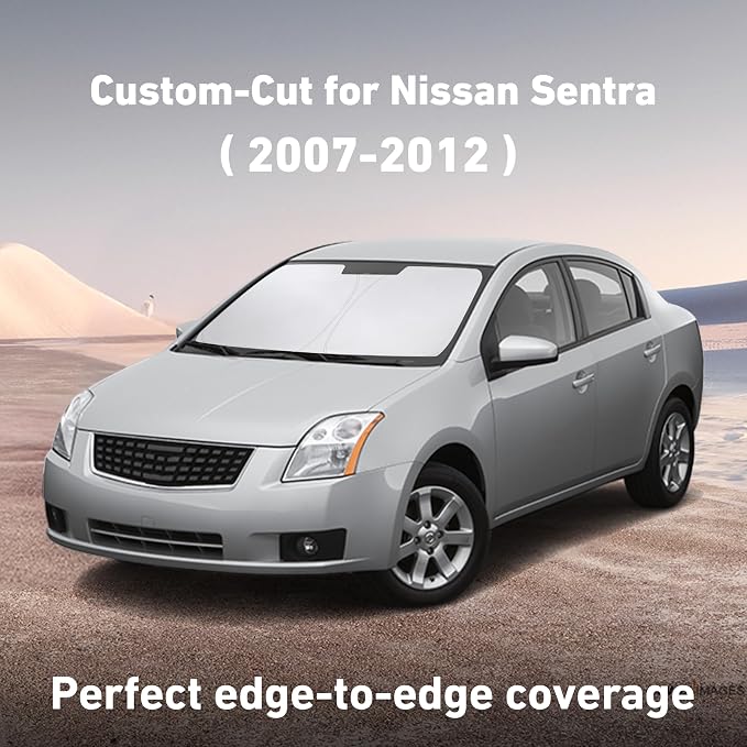 EcoNour Windshield Sunshade Compatible for Nissan Sentra 2007-2010 2011 2012, Sun Visor for Front Windshield & Window Sun Shade Cover, UV Heat Blocker & Protector, Car Accessories - Image 2