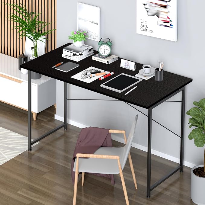 Small Space Writing Desk with Headphone Hooks, Modern Simple Design, Suitable for Study, Home Office and Living Room - Image 2