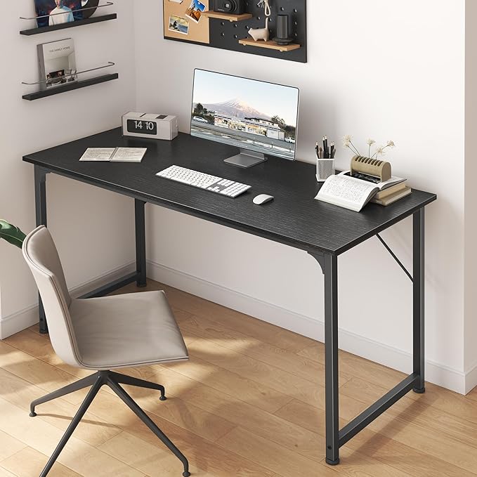 Huuger 48 Inch Office & Gaming Desk with Storage, Modern Simple Design, Large Legroom, Black Metal Frame - Image 6