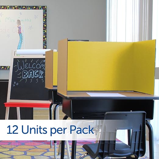 Flipside Products 18”x 48” Yellow Study Carrel, Privacy Boards, Student Privacy and Focus Booth for The Classroom, Desk Divider Cubby for Tests, Made in USA - 12 Pack - Image 3