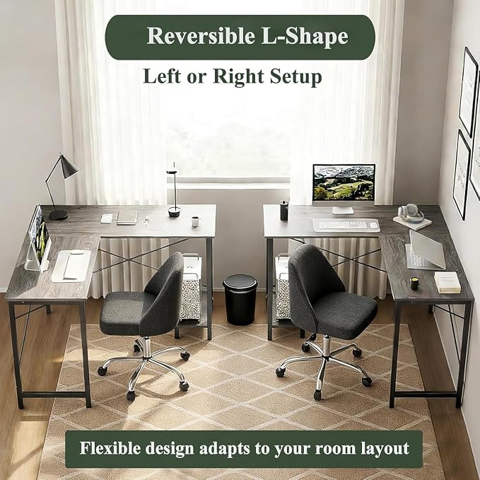 L Shaped Desk, 50 Inch Reversible Computer Desk Corner Gaming Table with CPU Stand, Sturdy Metal Frame PC Workstation for Home Office | Storage Bag, Grey Corner Gaming Desk, Sturdy Metal Frame, PC Workstation for Home Office - Image 7