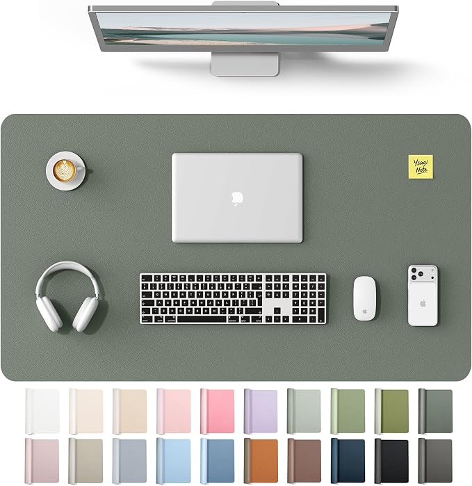 YSAGi Leather Desk Protector, Office Mat, Large Mouse Mat, Non-Slip PU Leather Blotter, Laptop Desk Mat, Waterproof Writing Pad for Office and Home(Dark Green, 40" x 24") by YSAGi