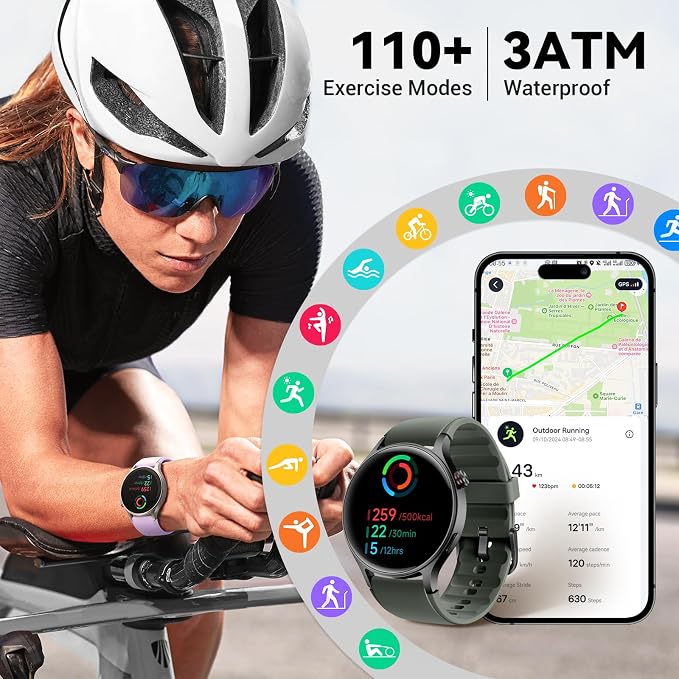 Fitpolo Smart Watch for Men Women,1.3" AMOLED Touchscreen Fitness Tracker, Make/Answer Calls, Heart Rate SpO2 Monitor, 3ATM Waterproof, Sleep & Activity Tracking Smartwatch for Android Phones iPhone - Image 6
