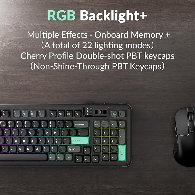 Keychron J14 HE Wireless Magnetic Switch Keyboard, 96% Gaming | Numpad and Knob, TMR Switches, 2.4GHz/Bluetooth/USB-C, Launcher Web, PBT Keycaps, Per-Key RGB, 4000mAh, macOS/Windows/Linux - Image 8