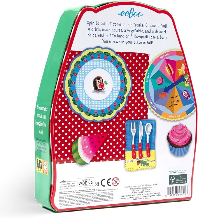 eeBoo: Spin to Play Picnic - Game for Kids, Gather Food with Friends, Preschool, Ages 3+, 2-4 Players, 15-25 Min Playing Time - Image 2
