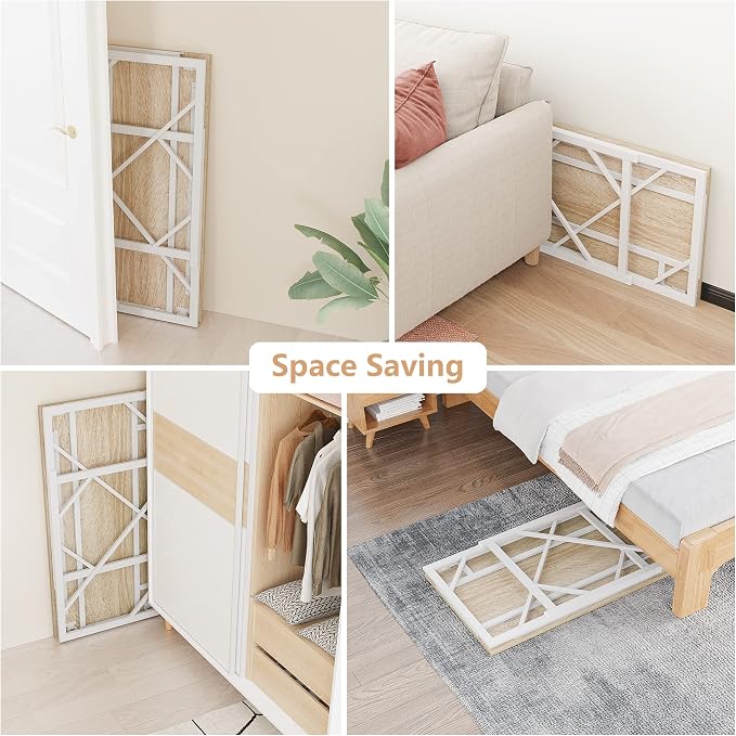 Elephance Folding Desk Writing Computer Desk for Home Office No-Assembly | Study Office Desk,Foldable Table for Small Spaces,39.4 Inch,Beige - Image 6
