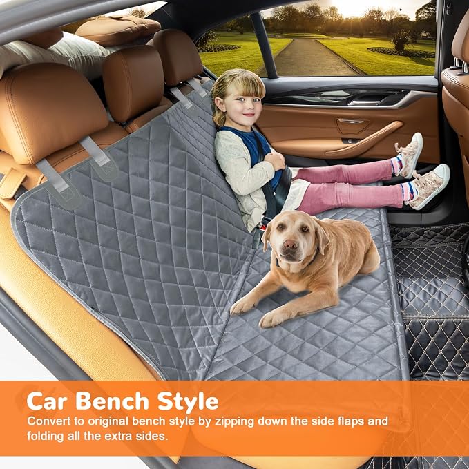 URPOWER Dog Car Seat Cover for Pets 100% Waterproof Seat Cover Hammock 600D Heavy Duty Scratch Proof Nonslip Durable Soft Back Seat Covers for Cars Trucks and SUVs - Image 4