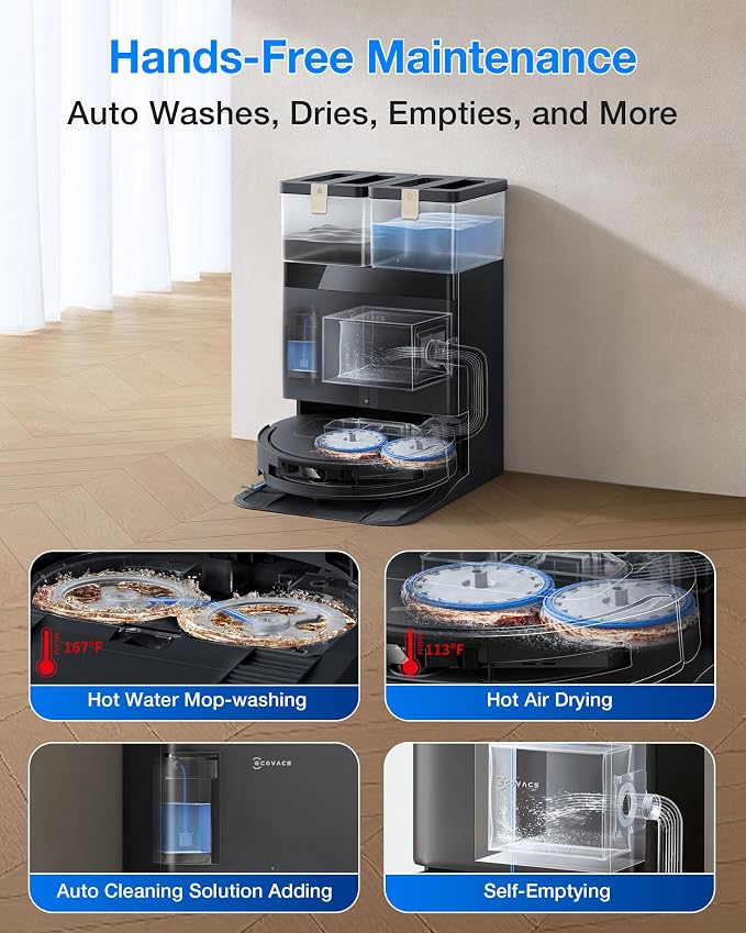 ECOVACS DEEBOT T50S PRO Omni Robot Vacuum and Mop, 25,000 Pa Suction, ZeroTangle 3.0 Anti-Tangle, TruEdge 2.0 Extendable Brush & Mop, AIVI 3D Obstacle Avoidance, Auto Mop Wash & Dry, Self-Emptying - Image 5