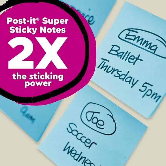 Post-it 100% Recycled Super Sticky Notes, 3 x 3 in, Pastels, 12 Pads | School Supplies and Office Products, 2X the Sticking Power - Image 3