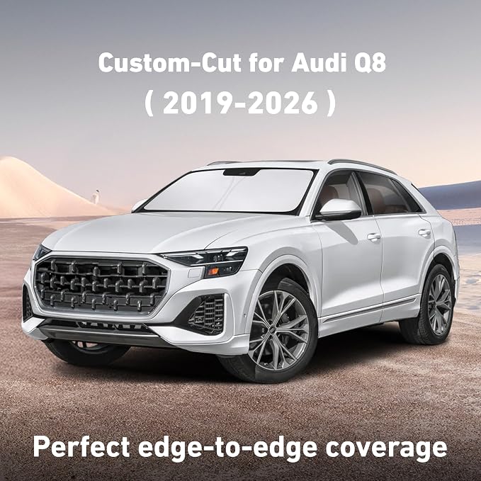 EcoNour Windshield Sunshade Compatible for Audi Q8 2019-2024 2025 2026, Sun Visor for Front Windshield & Window Sun Shade Cover, UV Heat Blocker & Protector, Car Accessories - Image 2