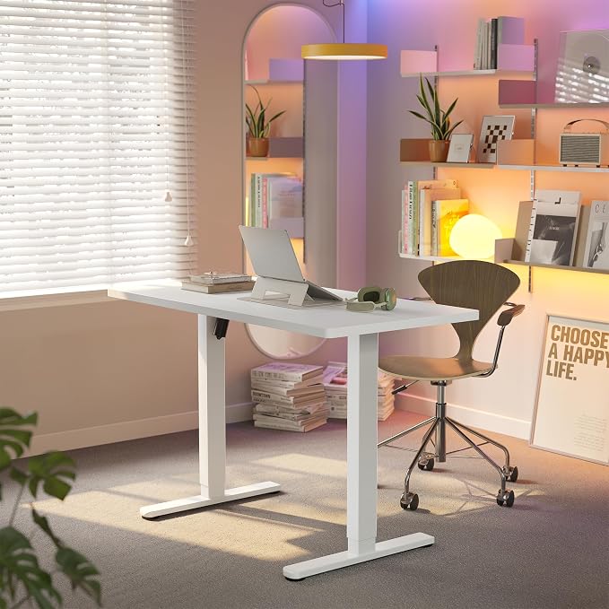 HUANUO Electric Standing Desk,40" x 24" Height Adjustable Desk, 4 Memory Height Settings, Sit to Stand Up Desk for Home Office, with Headphone Hook, Cable Manager, White - Image 2
