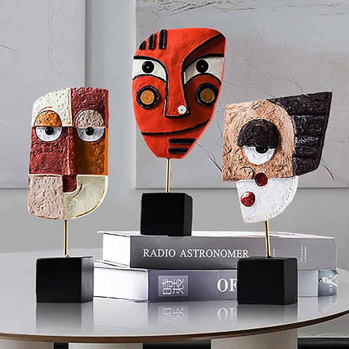4 PCS - Handcrafted Statues Resin Abstract Sculpture for Home Decor Modern,African Art Tribal Figurines Decorations Items Accents Influencer Picks for Bookshelf,TV Stand,Living Room,Nightstand - Image 6