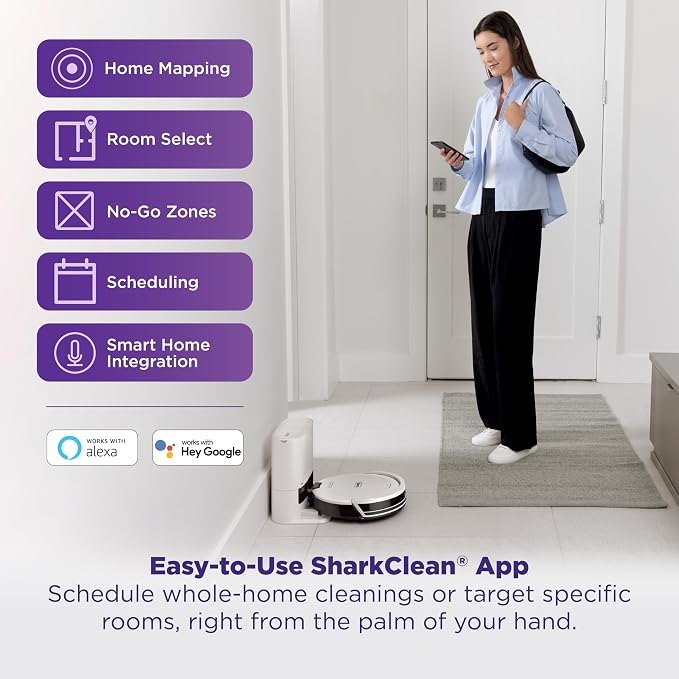Shark Navigator | Robot Vacuum Cleaner with Powerful Suction for Pet Hair, Rugs, Carpets & Hard Floors | Bagless Self-Empty Base | 30-Day Capacity | SmartPath LiDAR Navigation | White | AV2110S ​ - Image 9