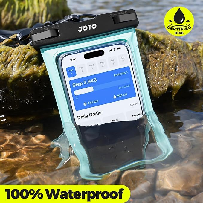 JOTO Up to 7" Universal Waterproof Phone Case for iPhone 17 Air 16 15 14 13 12 11 Plus Pro Max, IPX8 Cellphone Dry Bag XR X SE, Galaxy S23 S22 S21 S20+ S20 S10 Plus Note, Pixel -Green - Image 2
