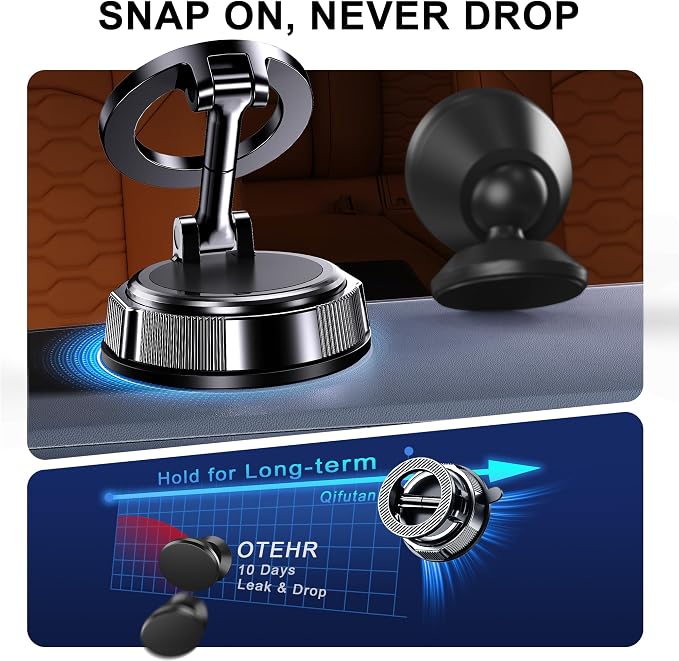 Qifutan for MagSafe Car Phone Holder Mount Phone Mount for Car Windshield Dashboard Air Vent Universal Hands Free Automobile Cell Phone Holder Fit for iPhone Smartphone Camera Mounts - Image 3