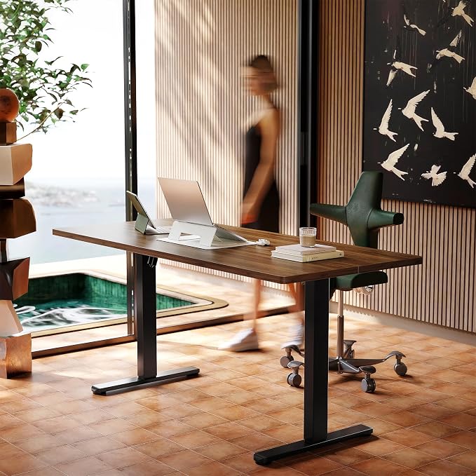 HUANUO 71 x 30 inch Electric Standing Desk Adjustable Height, 4 Memory Height Settings, Sit Stand Up Desk for Home Office & Computer Workstation, Black Walnut - Image 2