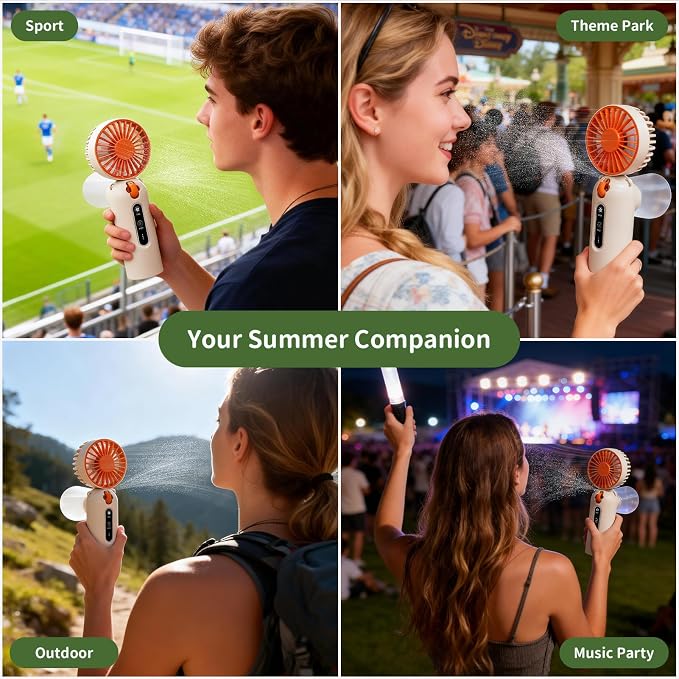 Weljoy Portable Mist Fan Blows Cold Air, 115ml Water Tank, IceMask Cooling Tech, 4000mAh 15H Battery, Handheld Fan for Beach, Music Festivals, Theme Parks, Sports, Outdoor Events, Travel, Summer Gift - Image 5