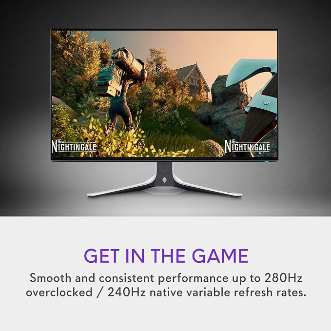 Alienware AW2723DF Gaming Monitor - 27-inch (2560 x 1440) 240Hz Display (DP 1.4), 1ms Response Time, NVIDIA G-Sync, Preset OSD Modes, Height/Tilt/Swivel/Pivot Adjustability - Lunar Light - Image 2