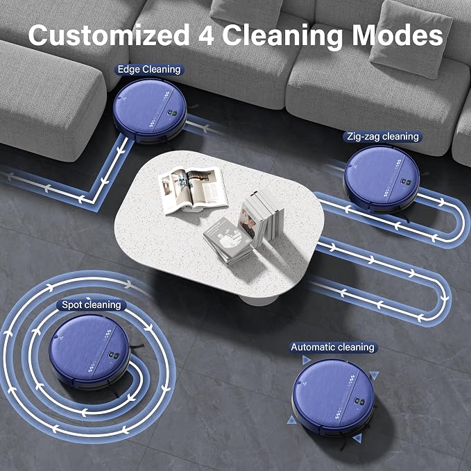 Robot Vacuum and Mop for Pet Hair, 2-in-1 Robot Vacuum Cleaner for Hard Floors&Carpets with 2.87'' Slim Design, Wi-Fi/App/Voice Control, 3D Obstacle Avoidance & Self-Charging - Image 7