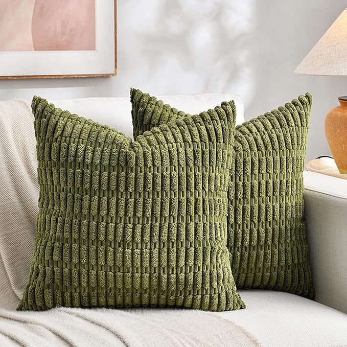 Fancy Homi 4 Packs Decorative Throw Pillow Covers for Living Room Couch Bed, Modern Farmhouse Boho Home Décor Accent Cushion Case, 22" x 22", Moss Green - Image 6